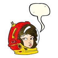 cartoon female astronaut with speech bubble N8