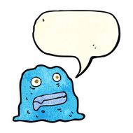 cartoon slime creature with speech bubble N3