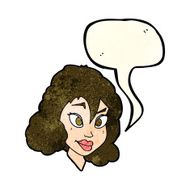 cartoon pretty woman with speech bubble N58