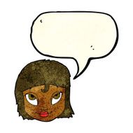 cartoon woman smiling with speech bubble N3