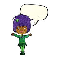 cartoon happy vampire girl with speech bubble N9
