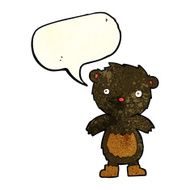 cartoon teddy black bear wearing boots with speech bubble N2