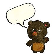 cartoon black teddy bear with speech bubble N2