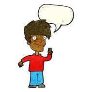 cartoon man giving peace sign with speech bubble N12