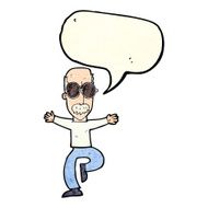 cartoon old man wearing big glasses with speech bubble N4