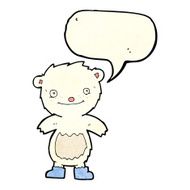 cartoon teddy polar bear wearing boots with speech bubble N2