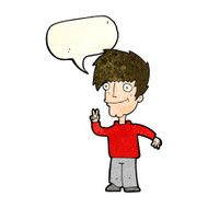 cartoon man giving peace sign with speech bubble N13