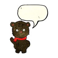 cartoon waving black bear cub with speech bubble N11