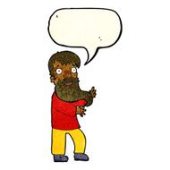 cartoon excited bearded man with speech bubble N3