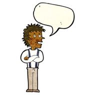 cartoon boy with folded arms speech bubble N4