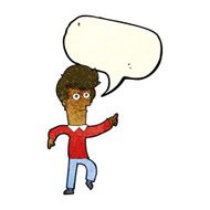 cartoon man pointing with speech bubble N45