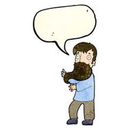 cartoon excited bearded man with speech bubble N4
