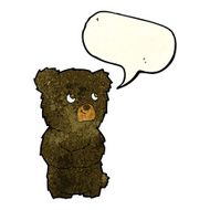 cartoon black bear cub with speech bubble N15