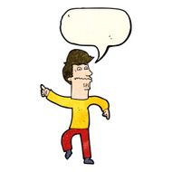 cartoon worried man pointing with speech bubble N9