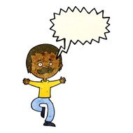 cartoon dancing man with mustache speech bubble N3