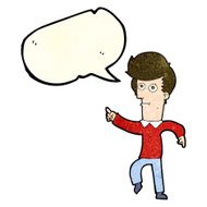 cartoon man pointing with speech bubble N46