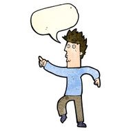 cartoon worried man pointing with speech bubble N10