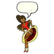 cartoon flamenco dancer with speech bubble N3