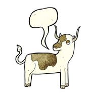 cartoon cow with speech bubble N9