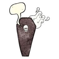 spooky cartoon coffin with speech bubble N6