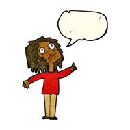 cartoon curious woman with speech bubble N14