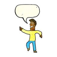 cartoon grinning man with speech bubble N16
