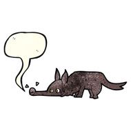 cartoon dog sniffing floor with speech bubble N2