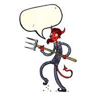 cartoon devil with pitchfork speech bubble N7