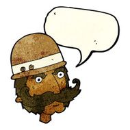 cartoon victorian big game hunter with speech bubble N3