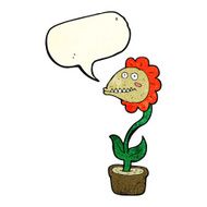 cartoon monster plant with speech bubble N4