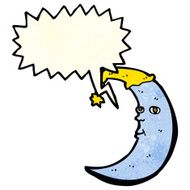 sleepy moon cartoon with speech bubble N4