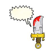 bloody knife cartoon character with speech bubble N2