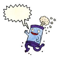 cartoon crazy soda can with speech bubble N4