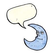 happy cartoon moon with speech bubble N2