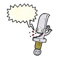 crazy knife cartoon character with speech bubble N4