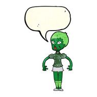 cartoon zombie monster woman with speech bubble N3
