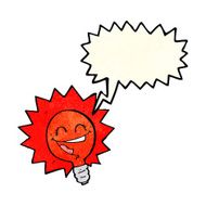 happy flashing red light bulb cartoon with speech bubble N4