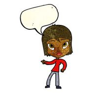 cartoon pointing woman with speech bubble N7