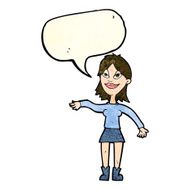 cartoon woman making hand gesture with speech bubble N4