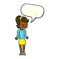 cartoon woman shrugging shoulders with speech bubble N105