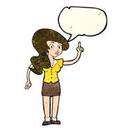 cartoon pretty woman with idea speech bubble N17