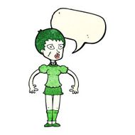 cartoon zombie monster woman with speech bubble N4