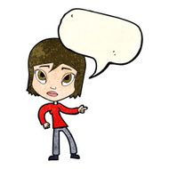 cartoon pointing woman with speech bubble N8