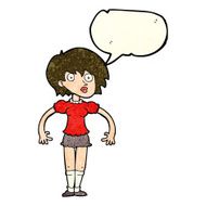 cartoon surprised woman with speech bubble N52
