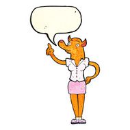 cartoon fox woman with idea speech bubble N2