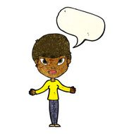 cartoon woman shrugging shoulders with speech bubble N109