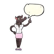 cartoon werewolf woman with idea speech bubble N2