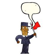 cartoon man waving flag with speech bubble N3