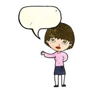 cartoon woman explaining with speech bubble N11