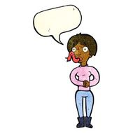 cartoon woman with snake tongue speech bubble N4